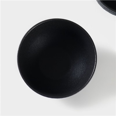 Салатники Magistro Lofty, 600 мл, d=14 см, набор 2 шт., фарфор, чёрные