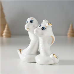 Фигурка керамика «Парочка кобр: любовь», белый с золотом, 4.5×9×8 см