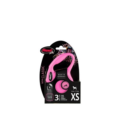 Рулетка Flexi  New Classic XS (до 12 кг) 3 м лента, розовая