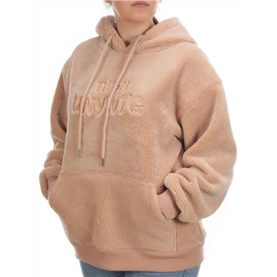 103 BEIGE Худи женское Тедди на флисе
