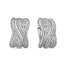 Серьги с фианитом родированные серебро 925*