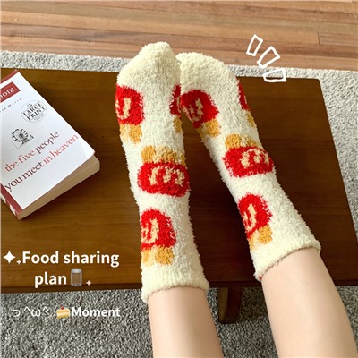 Cute coral velvet demi-season keep warm winter socks, increased thickness