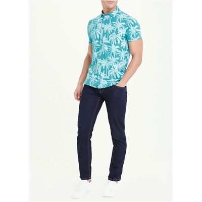 Short Sleeve Palm Print Jersey Shirt
