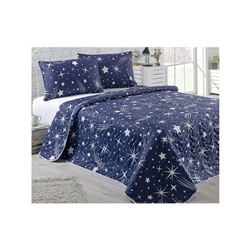 2 сп. Стеганое Покрывало Двустороннее 200x220 см. с 2- мя Наволочками 50x70 см. Halley Lacivert