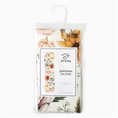Дорожка на стол Этель Red flowers 40×146 см, 100% хлопок, саржа 190 г/м²