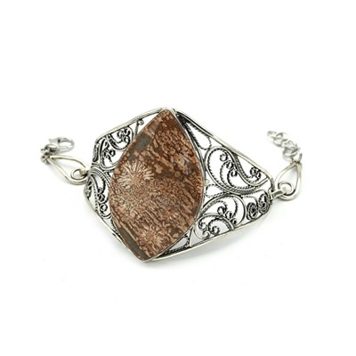 Браслет окаменелый коралл "Грация", 18,5см