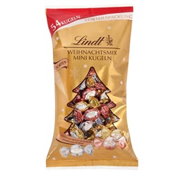 Lindt Weihnachtsmix Mini Kugeln Glamour 268g, Линдт Новогодний подарочный набор Мини-шариков Lindt Glamou, 268 граммr