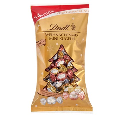 Lindt Weihnachtsmix Mini Kugeln Glamour 268g, Линдт Новогодний подарочный набор Мини-шариков Lindt Glamou, 268 граммr