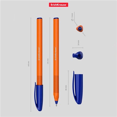Ручка шариковая ErichKrause U-108 Orange Stick, узел 1.0 мм, чернила синие, супермягкое письмо, длина линии письма 1000 метров