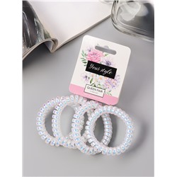 Резинки для волос «Пружинка», набор 4 шт., белый перелив, d=5.5 см