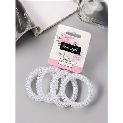 Резинки для волос «Пружинка», набор 4 шт., белый перелив, d=5.5 см