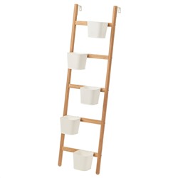 SATSUMAS, Halter mit 5 Übertöpfen, Bambus/weiß,, 125 cm