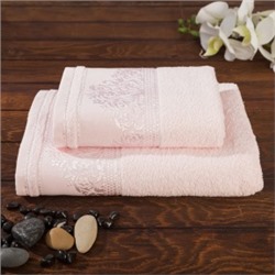 3912822 Набор махровых полотенец "Yasemin" 50х90 см, 70х130 см, розовый,420 г/м2, хл.100 % (к 2)