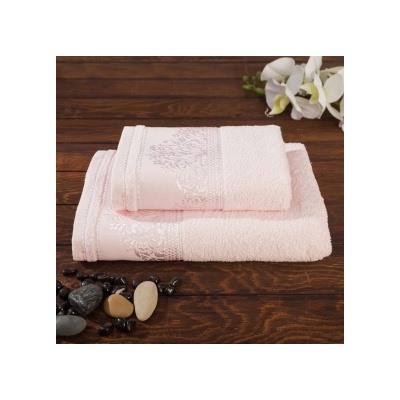 3912822 Набор махровых полотенец "Yasemin" 50х90 см, 70х130 см, розовый,420 г/м2, хл.100 % (к 2)
