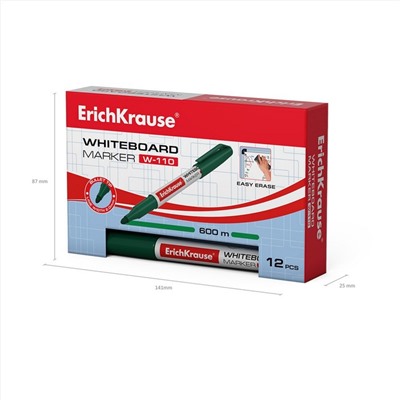 Маркер для доски, 2,0 мм, ErichKrause W-110, круглый, зелёный