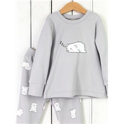Пижама детская Baby Boom КД410/1-И Мишки белые на сером