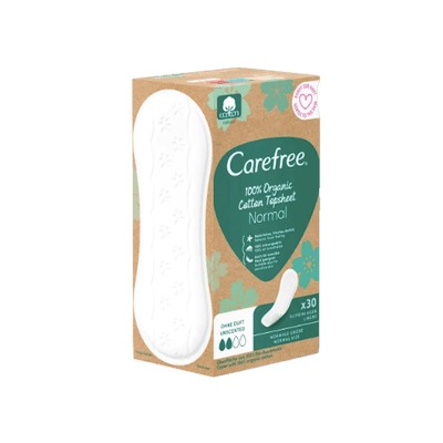 Carefree  Slipeinlagen Organic Cotton Normal 30 St, Карефри Ежедневные прокладки из органического хлопка Normal 30шт, 5 упаковок (150 штук)