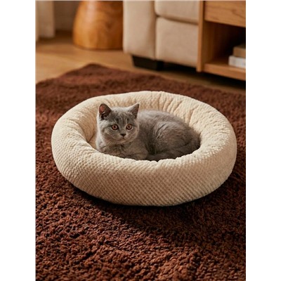 Лежанка для кошек и собак мягкая, круглая с бортом LDZkr, велсофт, Bio-Line
