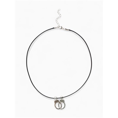 Кулон на шнурке «Наручники», цвет чернёное серебро на чёрном шнурке, 42 см