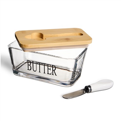 МАСЛЕНКА LEFARD "NATIVE" С ДЕР. КРЫШКОЙ, НОЖОМ ДЛЯ МАСЛА 16*9*8,5 СМ (КОР=18ШТ.)