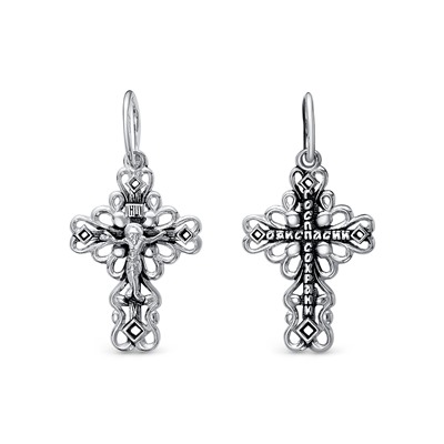 Крест из серебра литье частичное чернение