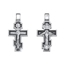 Крест (Ангел Хранитель) из серебра литье частичное чернение