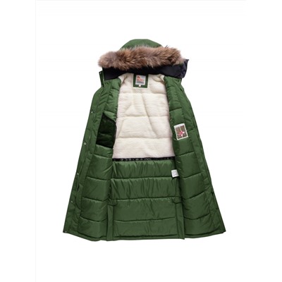 Парка зимняя подростковая для девочки темно-зеленого цвета 9344TZ