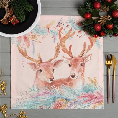 Набор салфеток «Этель» Pink magic, 40×40 см - 4 шт., хлопок, саржа