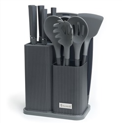 НАБОР AGNESS ИЗ 12ПР: 5 НОЖЕЙ,ДОСКА,ПОДСТАВКА,ПОЛОВНИК,ЛОЖКА,ЛОПАТКА,ШУМОВКА,ЛОЖКА ДЛЯ СПАГЕТТИ