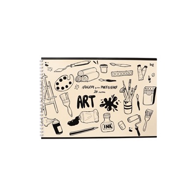 Альбом для рисования А4, 24 листа на гребне, Mono-art, блок офсет 100 г/м², МИКС