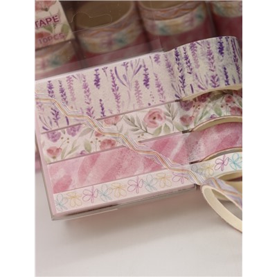 Набор декоративного скотча 10 шт. "Flower power", pink, шоу-бокс 8 шт.