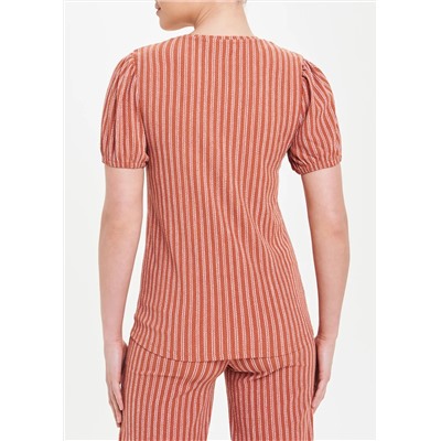 Puff Sleeve Stripe Co-Ord T-Shirt