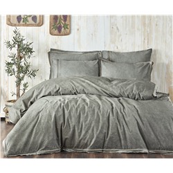 2 сп. Евро Комплект Постельного Белья Cotton Saten Vista Yeşil Çift - EcoCotton