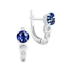 Серьги с фианитом родированные серебро 925*