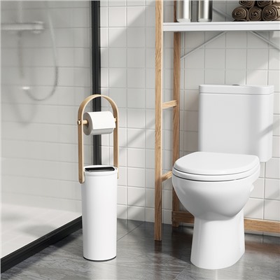 Держатель-органайзер для туалетной бумаги Bellwood, белый/натуральное дерево