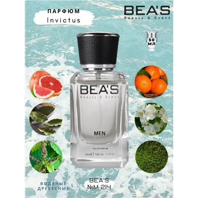 Beas M214 Paco Rabanne Invictus Men edp 50 ml, Парфюм мужской Beas M214 создан по мотивам аромата Paco Rabanne Invictus