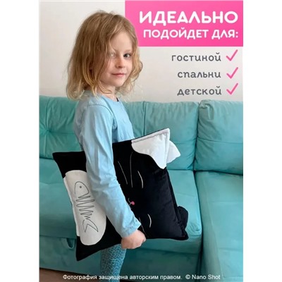 Декоративная Подушка Кот 35х35, черная