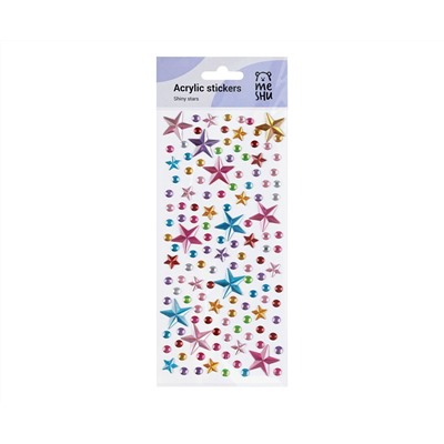 Наклейки акриловые MESHU "Shiny stars", 25*10см, стразы, 137 наклеек, инд. уп., европодвес