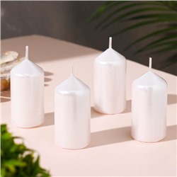 Набор свечей «Столбик», 4 шт., перламутровый, 7×3.8 см