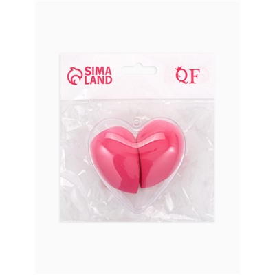 Спонжи для макияжа «Сердце», в футляре, набор - 2 шт., цвет розовый