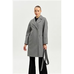 Пальто женское демисезонное 25885 (серый ёлочка)