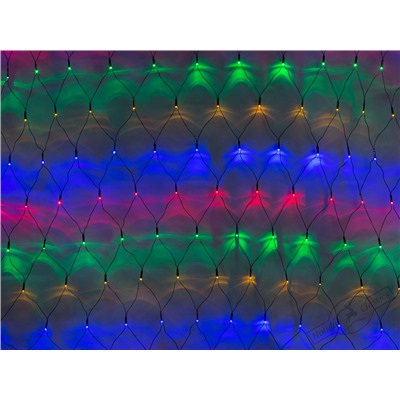 Световая сетка уличная 480 разноцветных микроламп, зеленый провод, с адаптером, 24V, 8 режимов мигания, 2х4 м