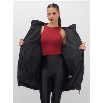 Куртка женская зимняя на резинке большого размера черного цвета 7619Ch