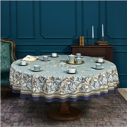 СКАТЕРТЬ КРУГЛАЯ "ЛИСТЬЯ МОРРИСА" GOLD STRIPE D220 СМ , 100% ХЛОПОК , ТВИЛ, ПРОПИТКА