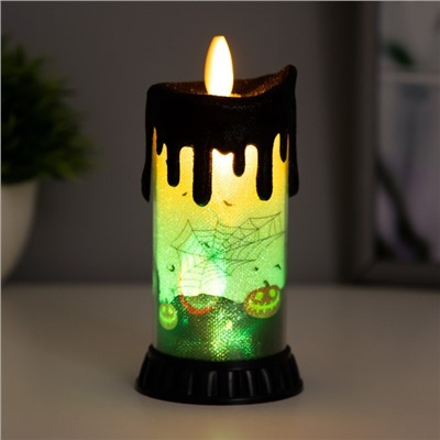 Светодиодная свеча, ночник LED RISALUX «Хэллоуин», RGB, от батареек LR44, 6×6×10 см