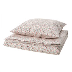GULLNATTLJUS, Bettwäsche-Set, 2-teilig, weiß/Blumenmuster,, 155x220/80x80 cm