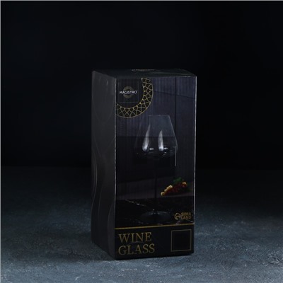 Бокал для вина Magistro «Амьен», 700 мл, h=25 см, стекло, прозрачный, чёрный