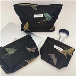 Capacious three dimensional cosmetic bag, liner, organizer bag, small clutch bag, Chinese style, with embroidery