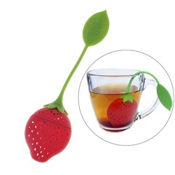 Ситечко для чая Доляна «Клубника», 5×19 см, красное