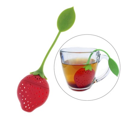 Ситечко для чая Доляна «Клубника», 5×19 см, красное